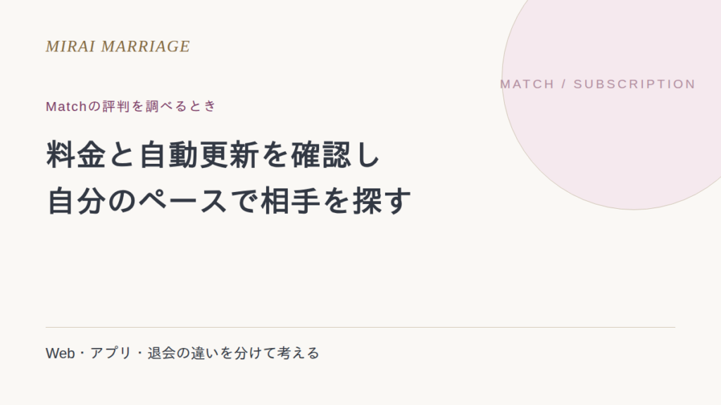 Matchの評判はどう見る?料金・自動更新・相手探しで確認したいこと