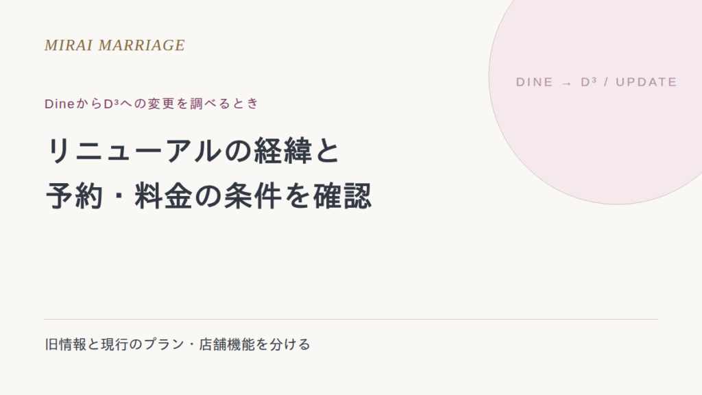 DineはD³へリニューアル。変更点・料金・予約の注意点を確認