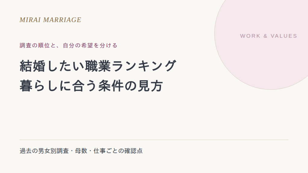 結婚したい職業ランキングはどう見る?男女別調査と暮らしの比較